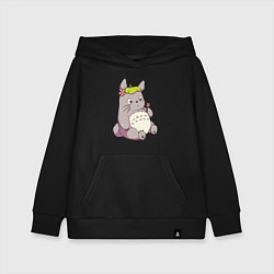 Толстовка детская хлопковая Little Totoro, цвет: черный