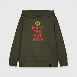 Толстовка детская хлопковая Make tea not war, цвет: хаки