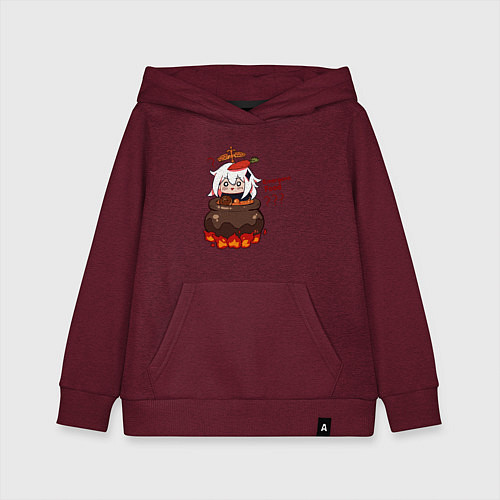 Детская толстовка-худи Genshin Impact Paimon food / Меланж-бордовый – фото 1