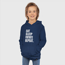 Толстовка детская хлопковая EAT SLEEP FORTNITE REPEAT, цвет: тёмно-синий — фото 2