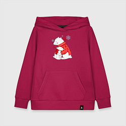 Толстовка детская хлопковая Медведица с медвежонеком, цвет: маджента