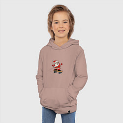 Толстовка детская хлопковая Санта на скейтборде, цвет: пыльно-розовый — фото 2