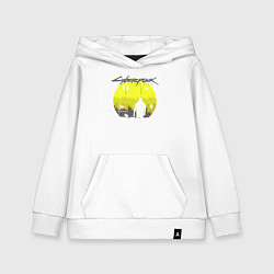 Толстовка детская хлопковая Cyberpunk 2077 CITY, цвет: белый