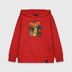 Детская толстовка-худи Кот пародия на Крик Мунка