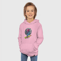 Толстовка детская хлопковая Монстр на скейте, цвет: светло-розовый — фото 2