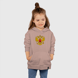 Толстовка детская хлопковая ГЕРБ РОССИИ RUSSIA, цвет: пыльно-розовый — фото 2