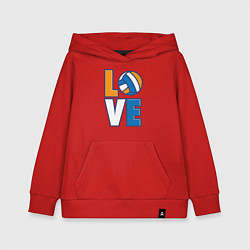 Толстовка детская хлопковая Love Volleyball, цвет: красный