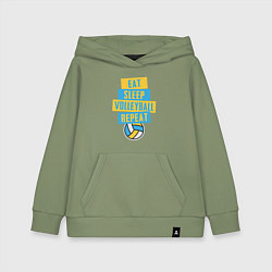 Толстовка детская хлопковая Еда, сон, волейбол, цвет: авокадо