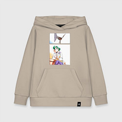 Толстовка детская хлопковая Дневник поездки в Иокогаму, цвет: миндальный