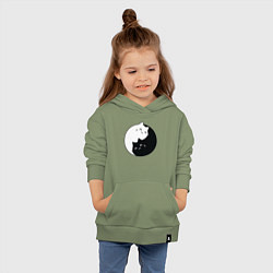Толстовка детская хлопковая Инь Ян Котики, цвет: авокадо — фото 2