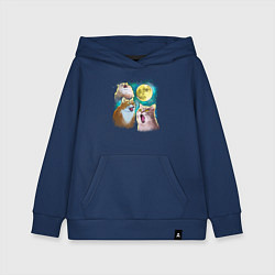 Толстовка детская хлопковая Котики воют на Луну, цвет: тёмно-синий