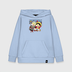 Толстовка детская хлопковая Малыши Зоро и Луффи One Piece, цвет: мягкое небо