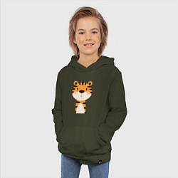 Толстовка детская хлопковая Cartoon Tiger, цвет: хаки — фото 2