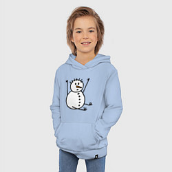 Толстовка детская хлопковая Снеговик в дудл-стиле, цвет: мягкое небо — фото 2