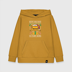 Толстовка детская хлопковая Christmas Cat, цвет: горчичный