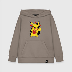 Толстовка детская хлопковая ПИКАЧУ И СЕРДЕЧКО POKENON PIKACHU LOVE, цвет: утренний латте