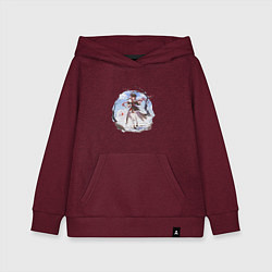 Толстовка детская хлопковая Зима и Ху Тао, цвет: меланж-бордовый
