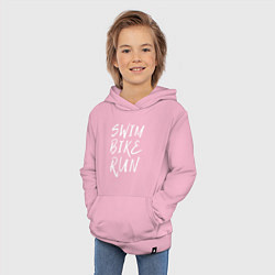 Толстовка детская хлопковая SWIM BIKE RUN, цвет: светло-розовый — фото 2