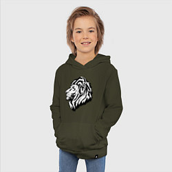 Толстовка детская хлопковая Лев в наушниках, цвет: хаки — фото 2
