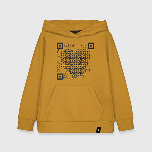 Детская толстовка-худи QR Love / Горчичный – фото 1