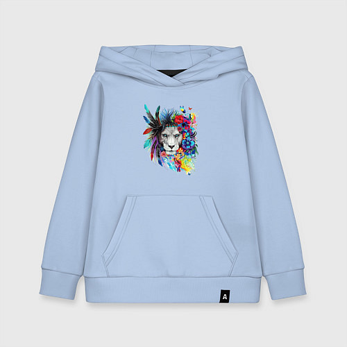 Детская толстовка-худи Лев в цветах и перьях / Мягкое небо – фото 1