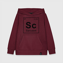 Толстовка детская хлопковая САРКАЗМ - SARCASM, Sc Таблица Менделеева, цвет: меланж-бордовый
