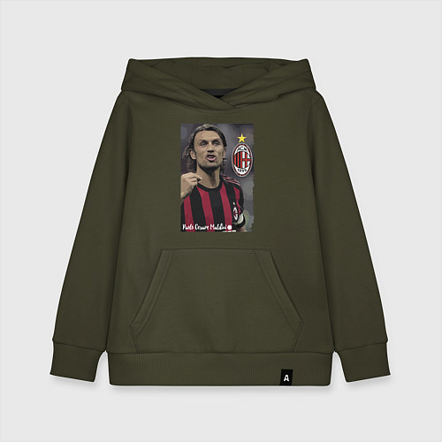 Детская толстовка-худи Paolo Cesare Maldini - Milan, captain / Хаки – фото 1