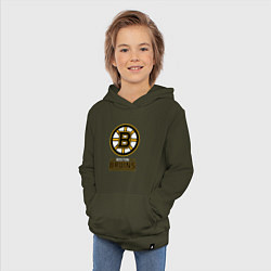 Толстовка детская хлопковая Boston Bruins , Бостон Брюинз, цвет: хаки — фото 2