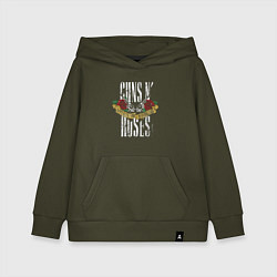 Толстовка детская хлопковая Guns N Roses Рок группа, цвет: хаки
