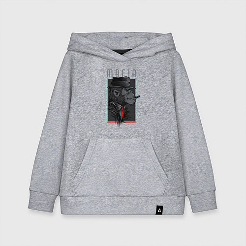 Детская толстовка-худи Обезьяна мафиози / Меланж – фото 1