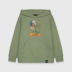 Толстовка детская хлопковая Мощный волейбольный удар, цвет: авокадо