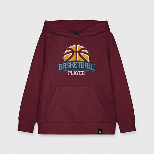 Детская толстовка-худи Basketball - Player / Меланж-бордовый – фото 1