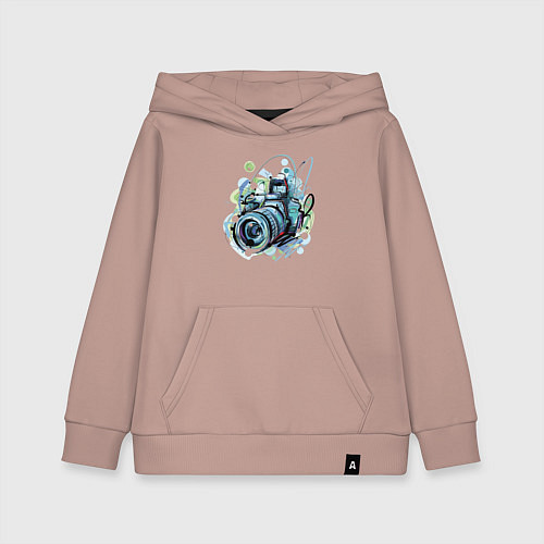 Детская толстовка-худи Фотоаппарат рисунок / Пыльно-розовый – фото 1