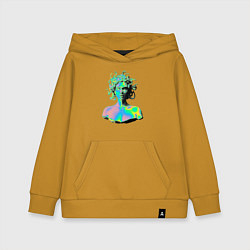 Толстовка детская хлопковая Gorgon Medusa Vaporwave Neon, цвет: горчичный
