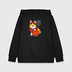 Толстовка детская хлопковая JUST DUNK IT корги, цвет: черный