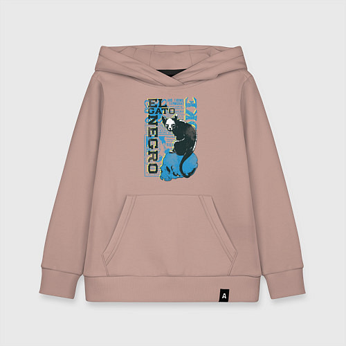 Детская толстовка-худи Футболка с изображением черепа кошки / Пыльно-розовый – фото 1