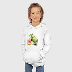 Толстовка детская хлопковая Авокадо, нарисовано вручную, цвет: белый — фото 2