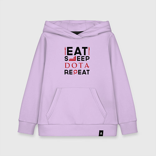 Детская толстовка-худи Надпись: Eat Sleep Dota Repeat / Лаванда – фото 1