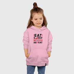 Толстовка детская хлопковая Надпись: Eat Sleep Battlefield Repeat, цвет: светло-розовый — фото 2