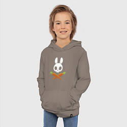 Толстовка детская хлопковая Череп кролика с двумя морковками, цвет: утренний латте — фото 2
