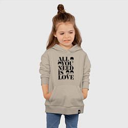 Толстовка детская хлопковая ALL YOU NEED IS LOVE THE BEATLES, цвет: миндальный — фото 2