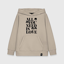 Толстовка детская хлопковая ALL YOU NEED IS LOVE THE BEATLES, цвет: миндальный