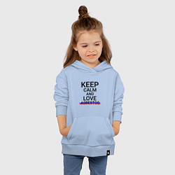 Толстовка детская хлопковая Keep calm Asbestos Асбест, цвет: мягкое небо — фото 2