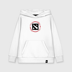 Толстовка детская хлопковая Символ Dota и красная краска вокруг, цвет: белый