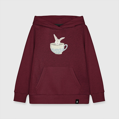 Детская толстовка-худи Кролик в чашке / Меланж-бордовый – фото 1