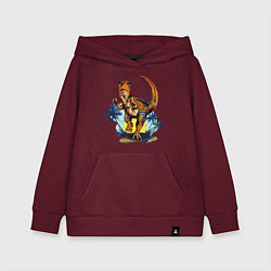 Толстовка детская хлопковая TYRANNOSAURUS IN PURSUIT, цвет: меланж-бордовый