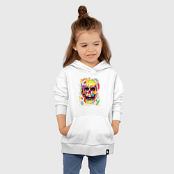 Толстовка детская хлопковая Красочный стилизованный череп, цвет: белый — фото 2