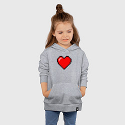 Толстовка детская хлопковая Пиксельное сердце-здоровье - Красный, цвет: меланж — фото 2