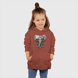 Толстовка детская хлопковая Мир - Слон, цвет: кирпичный — фото 2