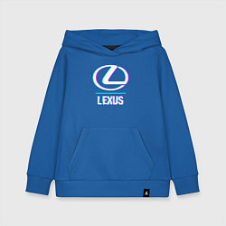 Толстовка детская хлопковая Значок Lexus в стиле glitch, цвет: синий